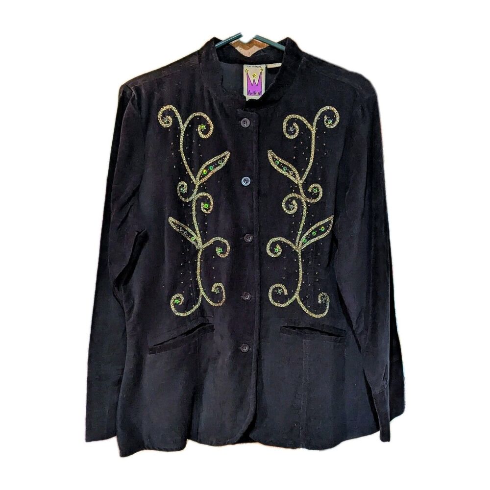 Original Anthony Women's M Art To Wear Blazer Jacket Corduroy Sequin Whimisgoth